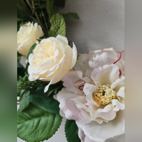 Spring Floral Grapevine Wreath with Pink and Cream Flowers - Picture 2 of 5